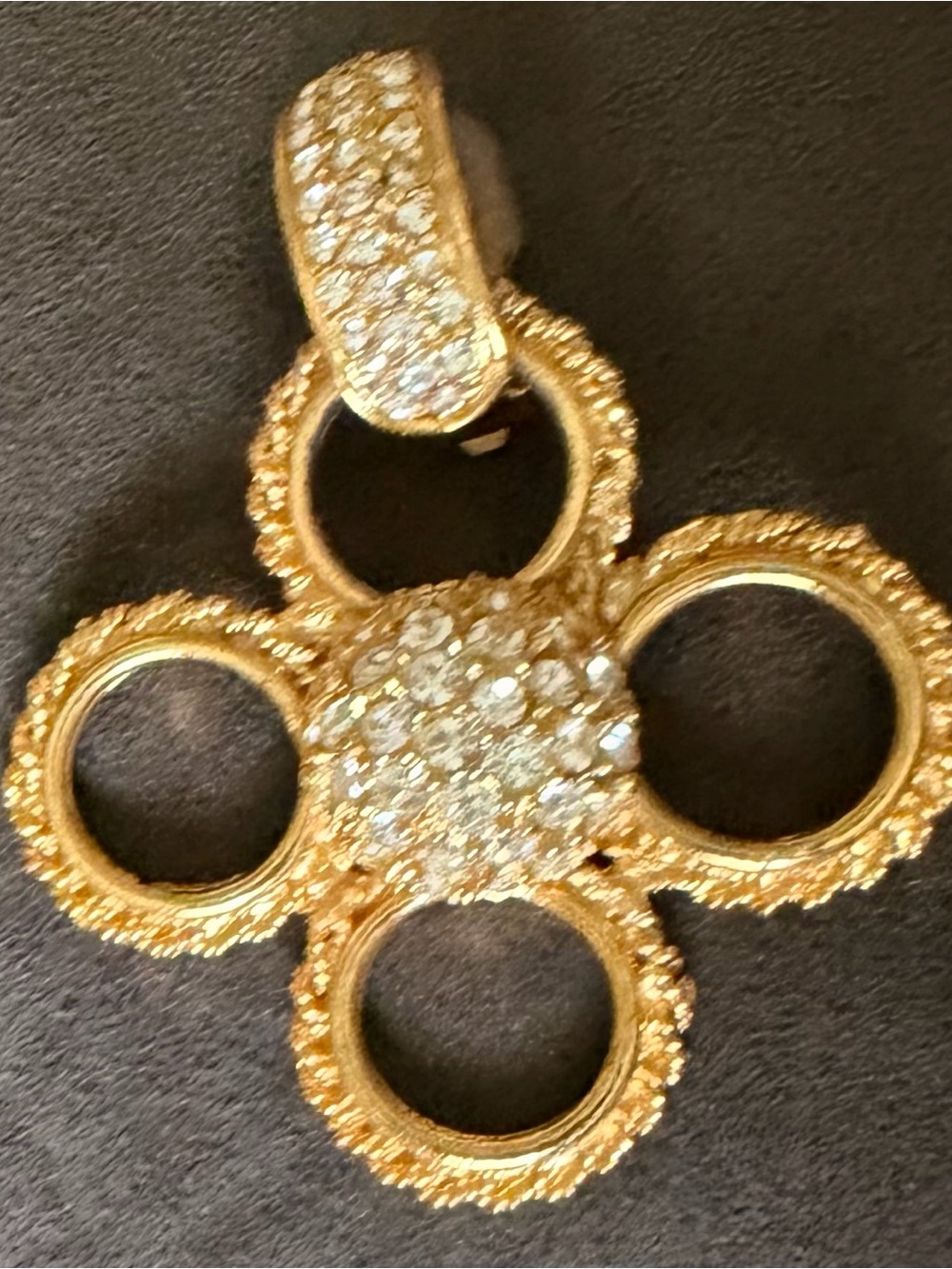 RARE!! Vintage 80’s Gold Crystal Cluster Four-Hoop Drop Earrings
